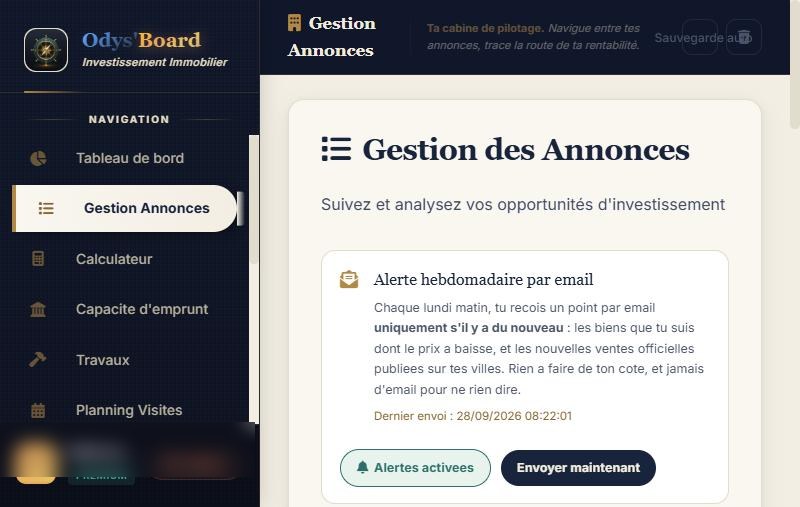 Alerte hebdomadaire par email